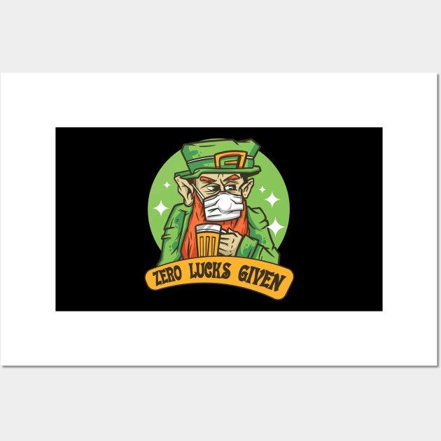 Zero Lucks Given Leprechaun Face Mask St Patrick's Day Wall Art by az_Designs